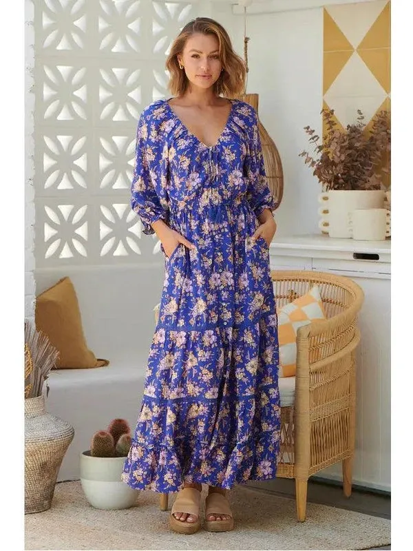 JAASE Delfina Print Hailee Maxi Dress - Blue