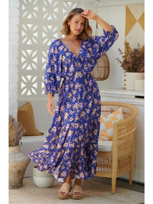 JAASE Delfina Print Hailee Maxi Dress - Blue