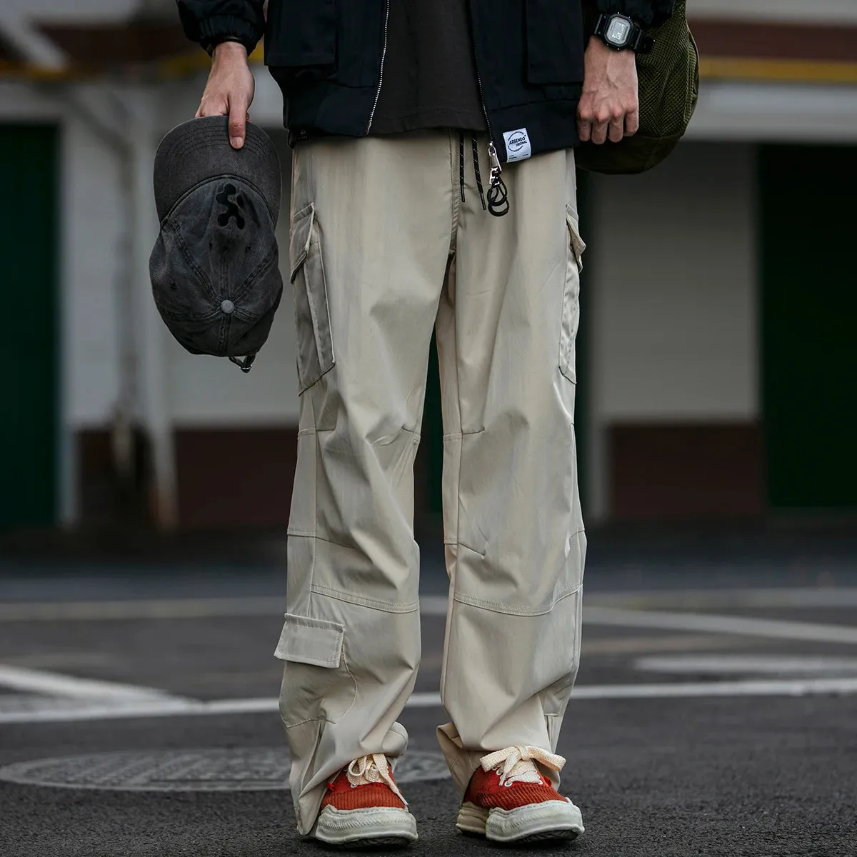 Japanese Streetwear Soft Straight Cargo Pants - Double Sided Twill - Multi-pocket Trousers