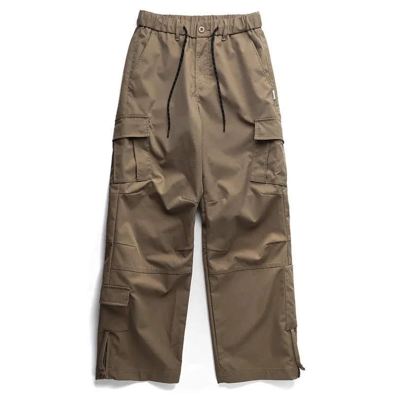 Japanese Streetwear Soft Straight Cargo Pants - Double Sided Twill - Multi-pocket Trousers