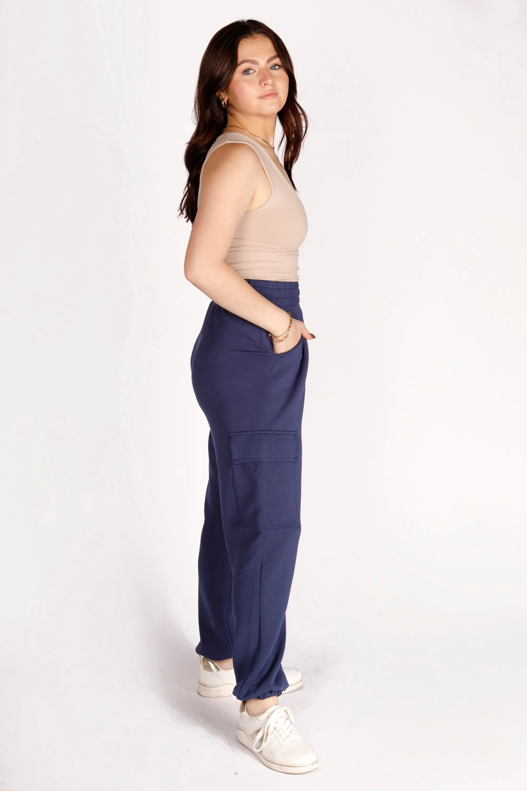 Kelsey Navy Cargo Jogger Pants