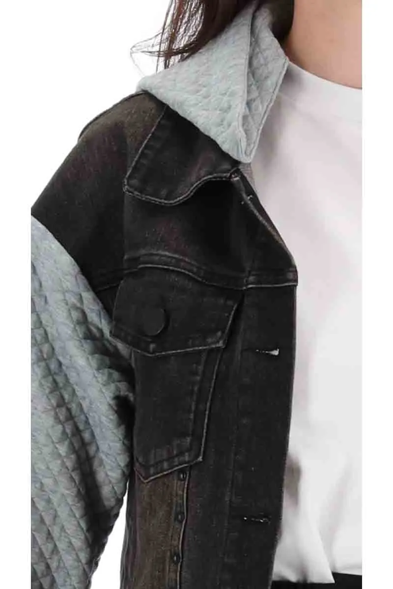 Kendall Quilted Jacket - Black Denim