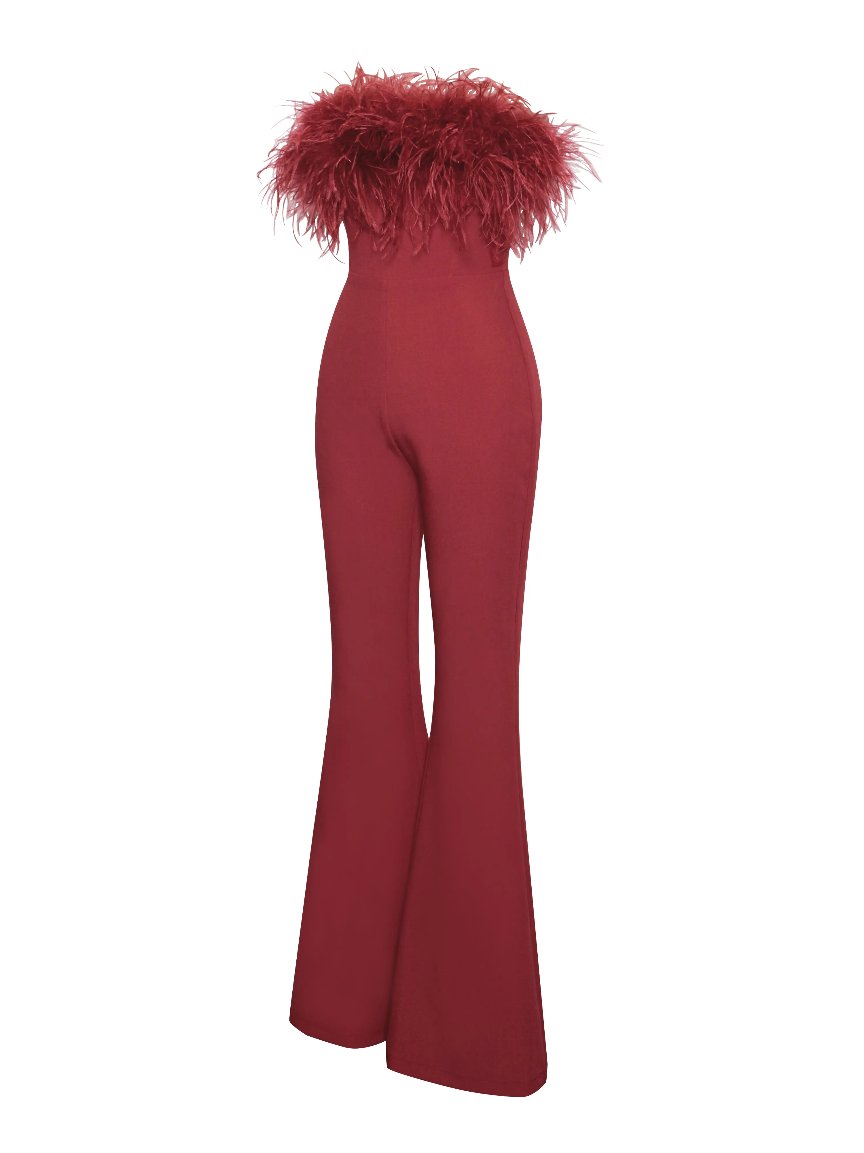 Kylan Burgundy Feather Jumpsuit