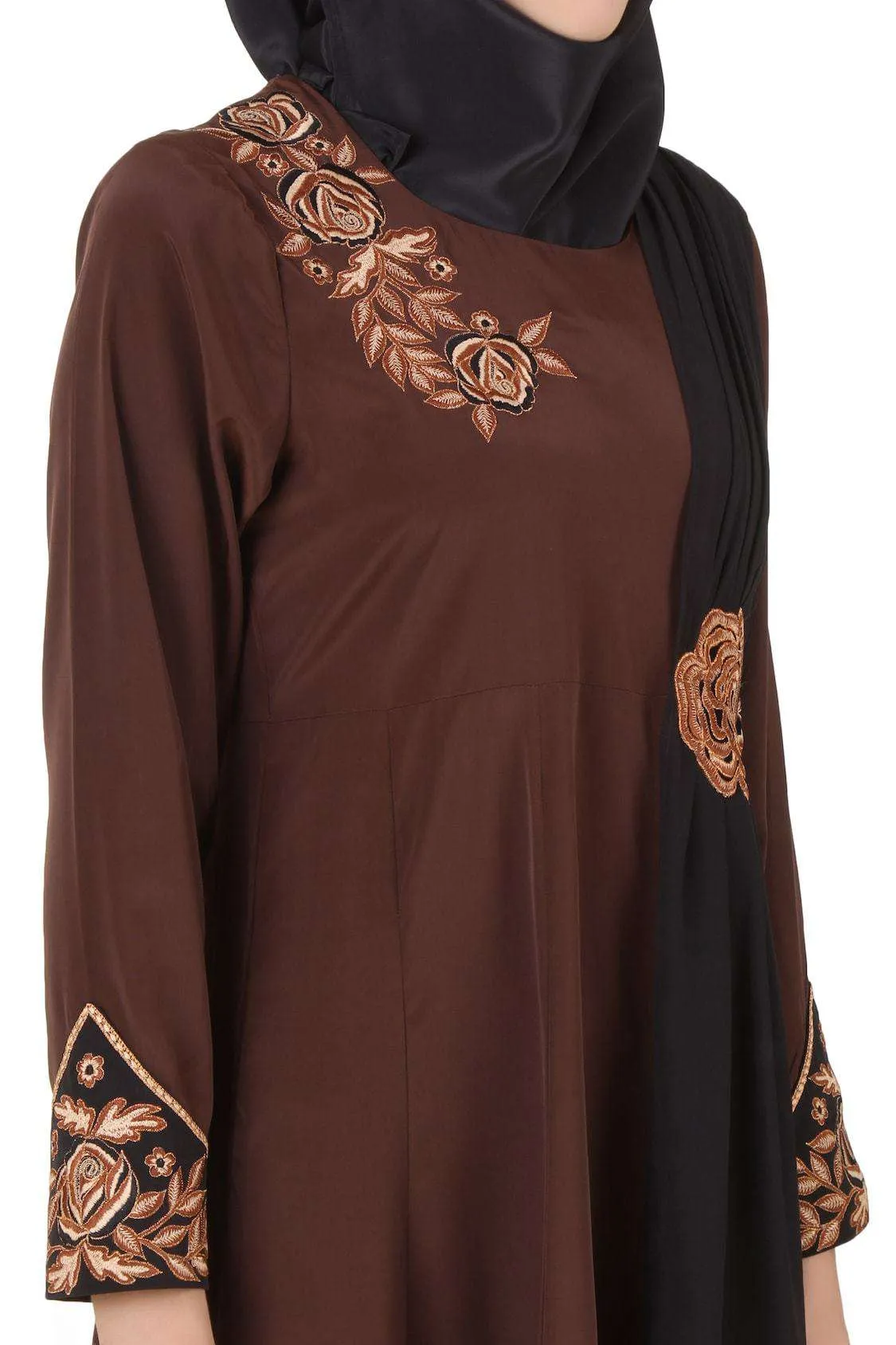 Laaibah Brown Crepe and Georgette Eid Abaya