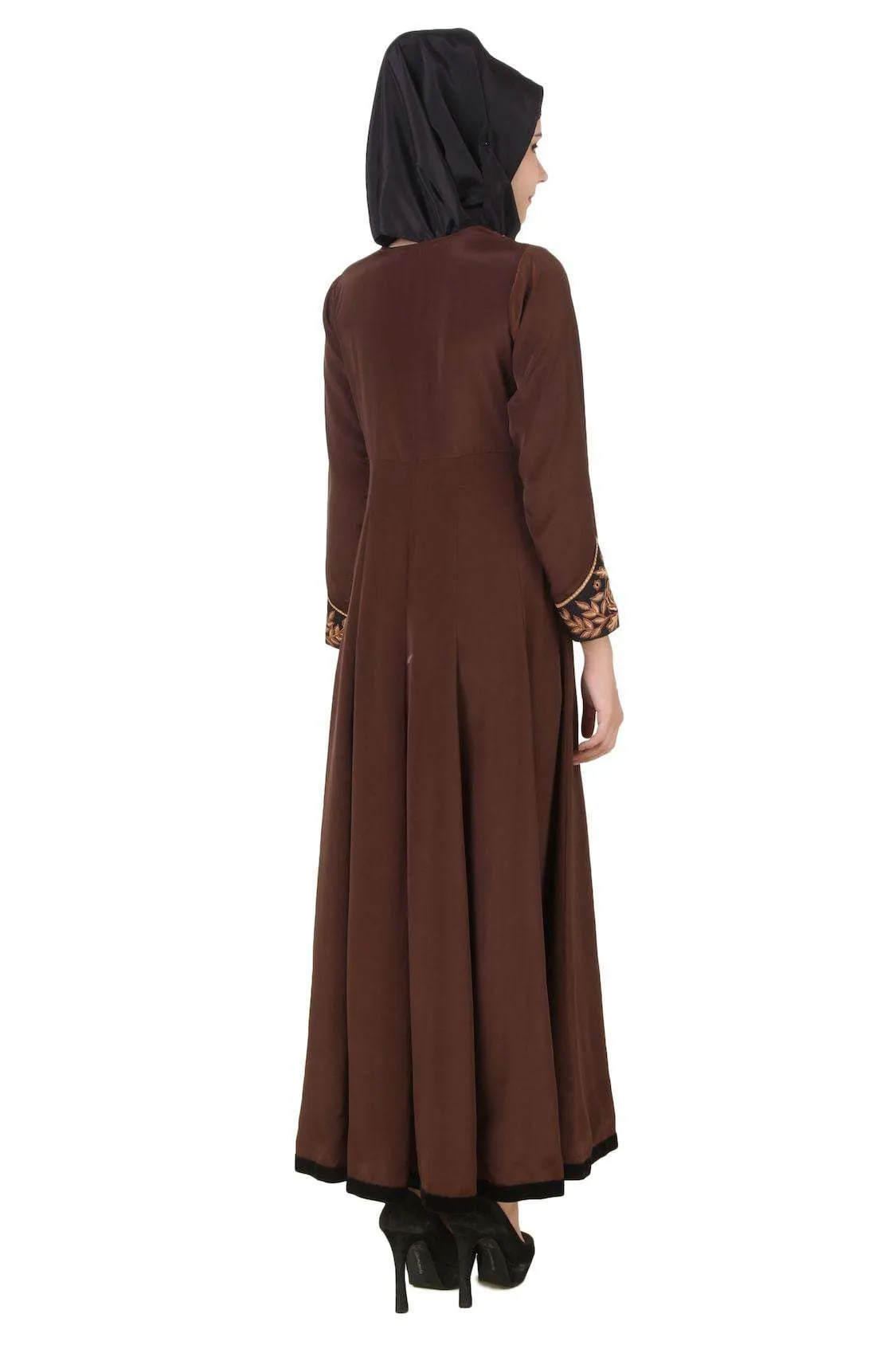 Laaibah Brown Crepe and Georgette Eid Abaya