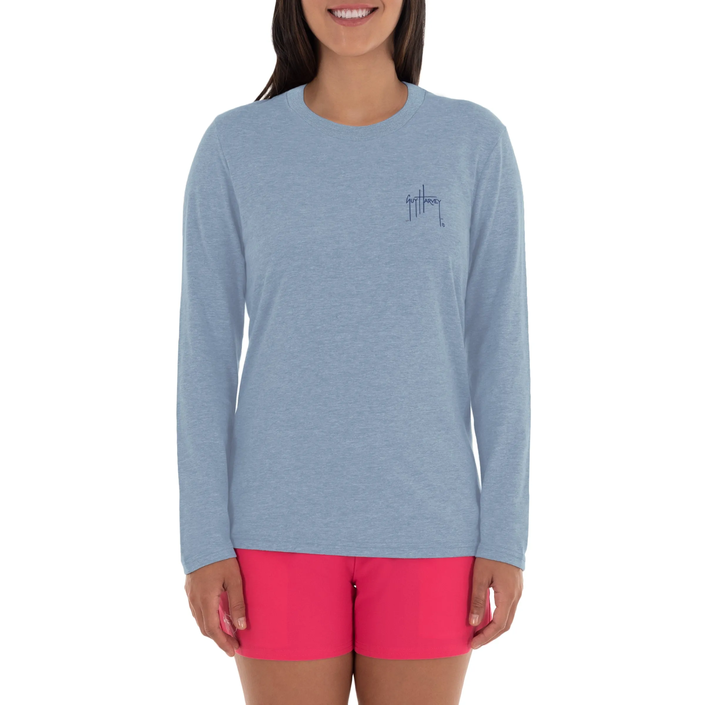 Ladies Fresh Floral Long Sleeve Blue T-Shirt