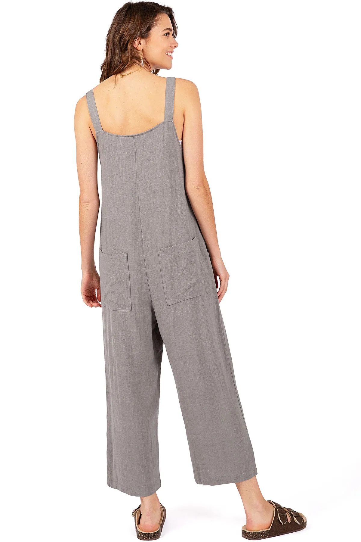 Lana Roux Crop Wide-Leg Linen Jumpsuit