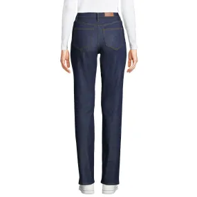 Lands' End Women's Blue High Rise Straight Leg Jeans