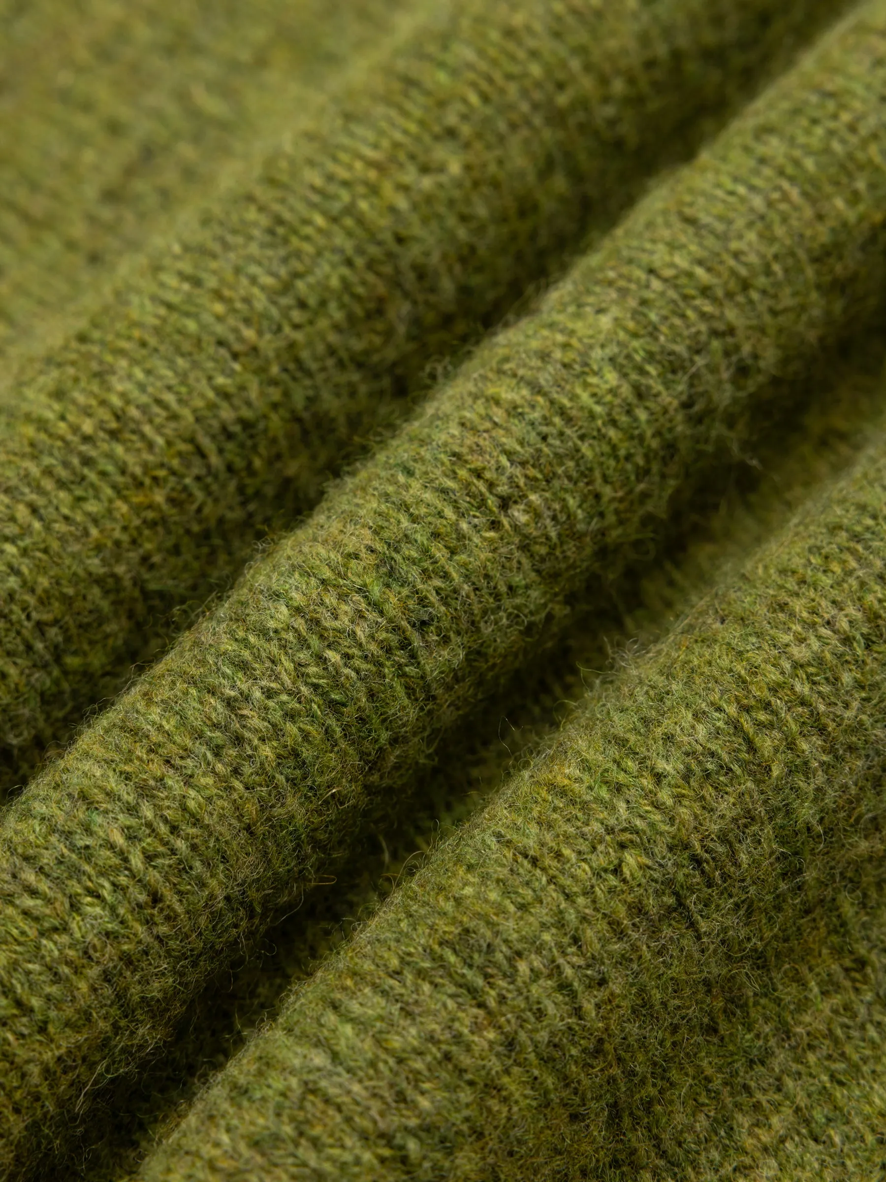 Lewis Brushed Shetland Polo in Olive Lambswool