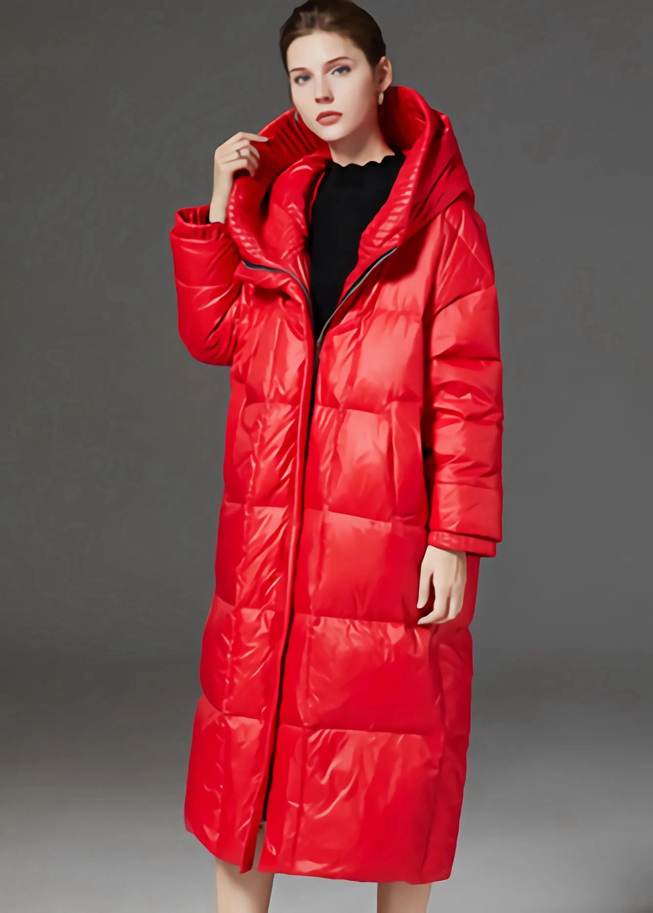 Loose Hooded Quilted Down Puffer Long Overcoat