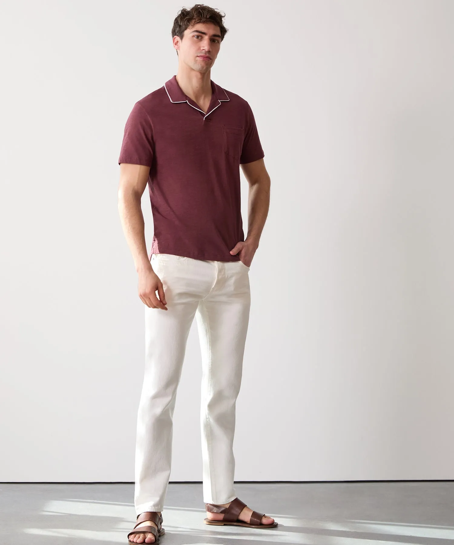 Made in L.A. Tipped Montauk Polo in Classic Burgundy