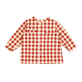 Maroon Gingham Placket Polo Shirt