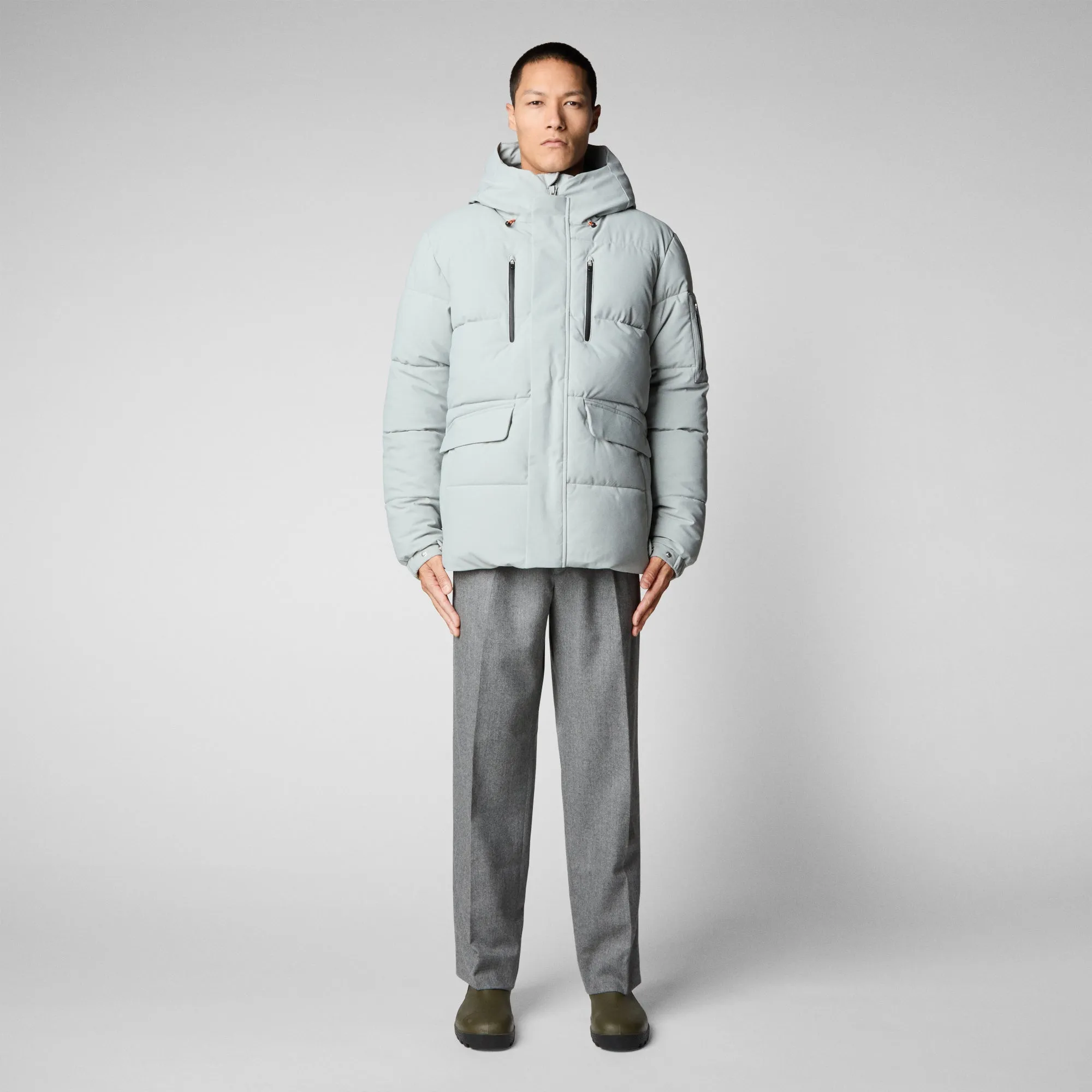 Men's Alter Hooded Quilted Parka in Frost Grey