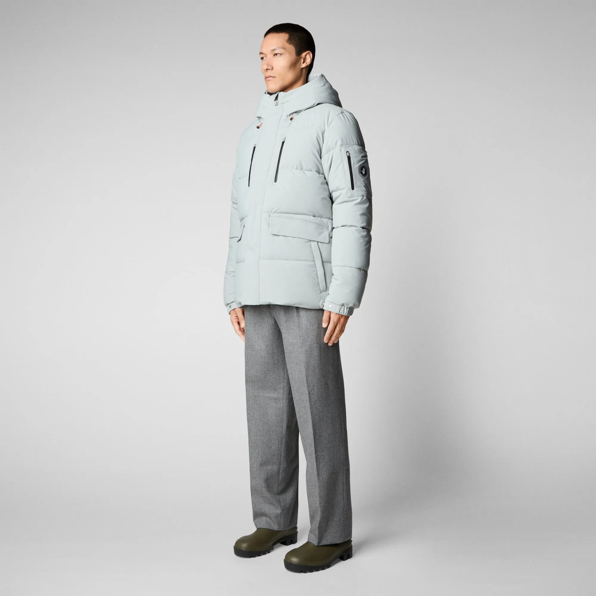 Men's Alter Hooded Quilted Parka in Frost Grey