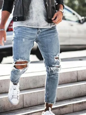 Men's Casual Ripped Pencil Jeans