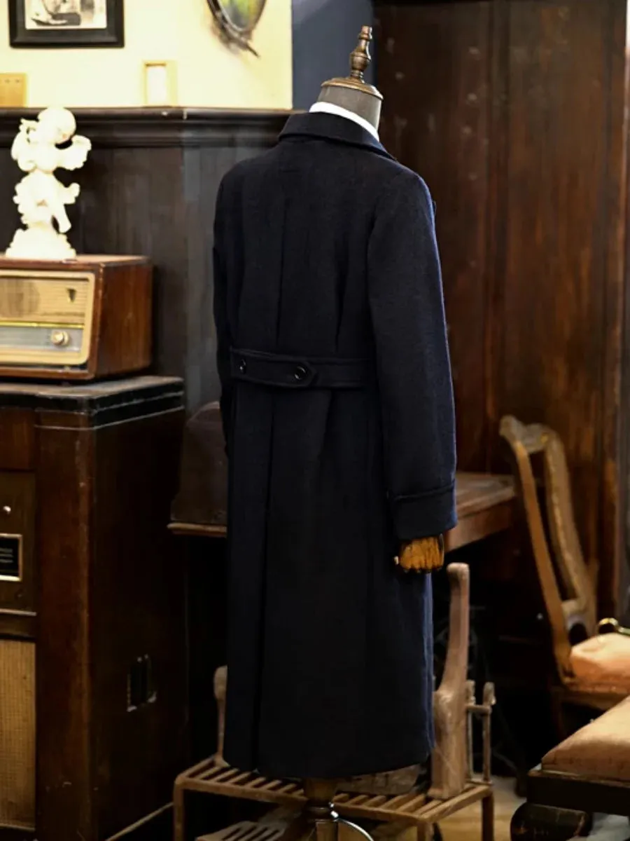 Men's Double Breasted Long Woolen Overcoat - Polo Coat