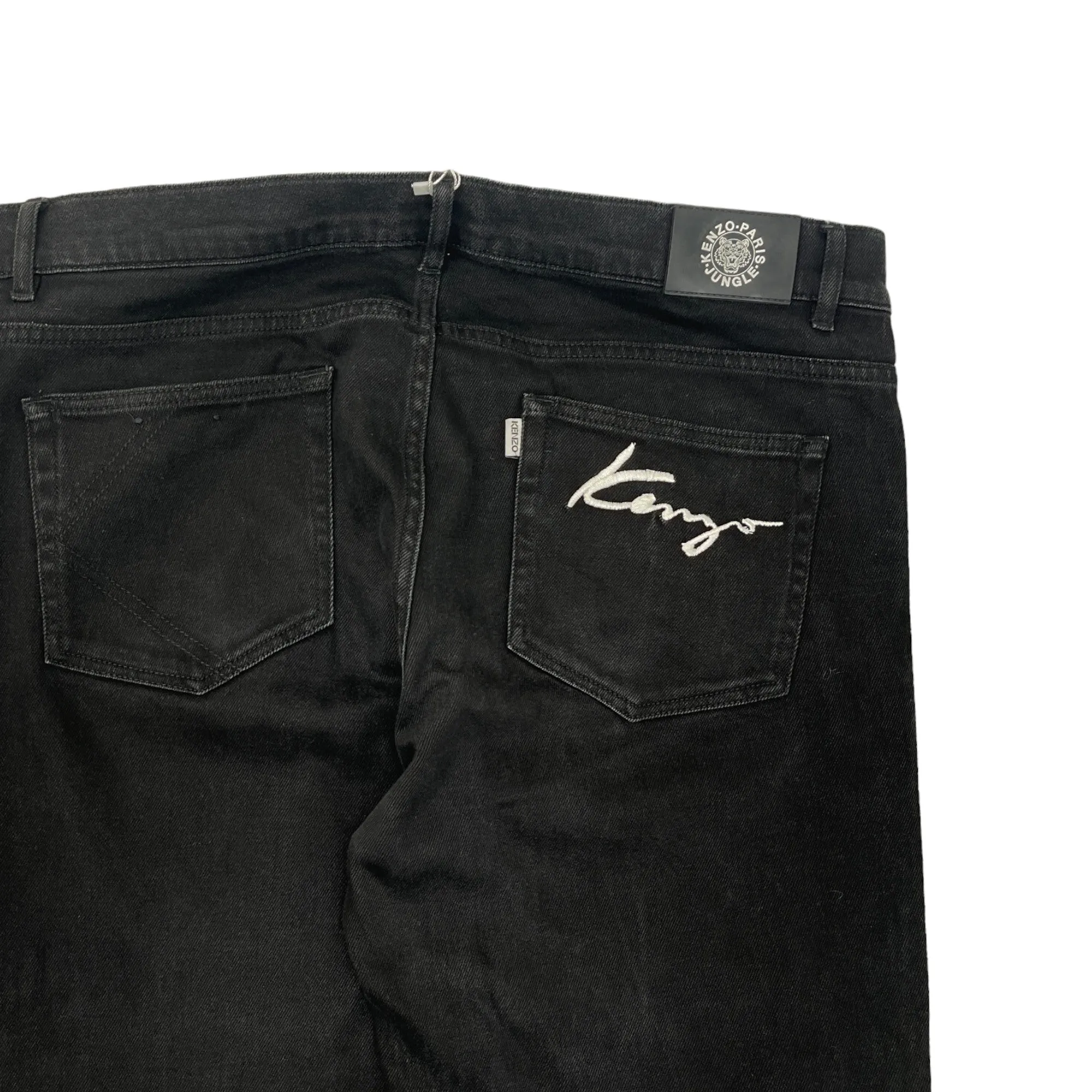 Men's Embroidered Logo Jeans Black Size Waist 36"