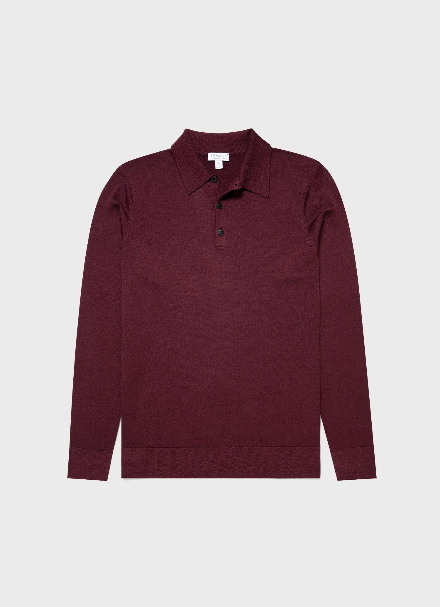 Men's Extra-Fine Merino Polo Shirt in Port