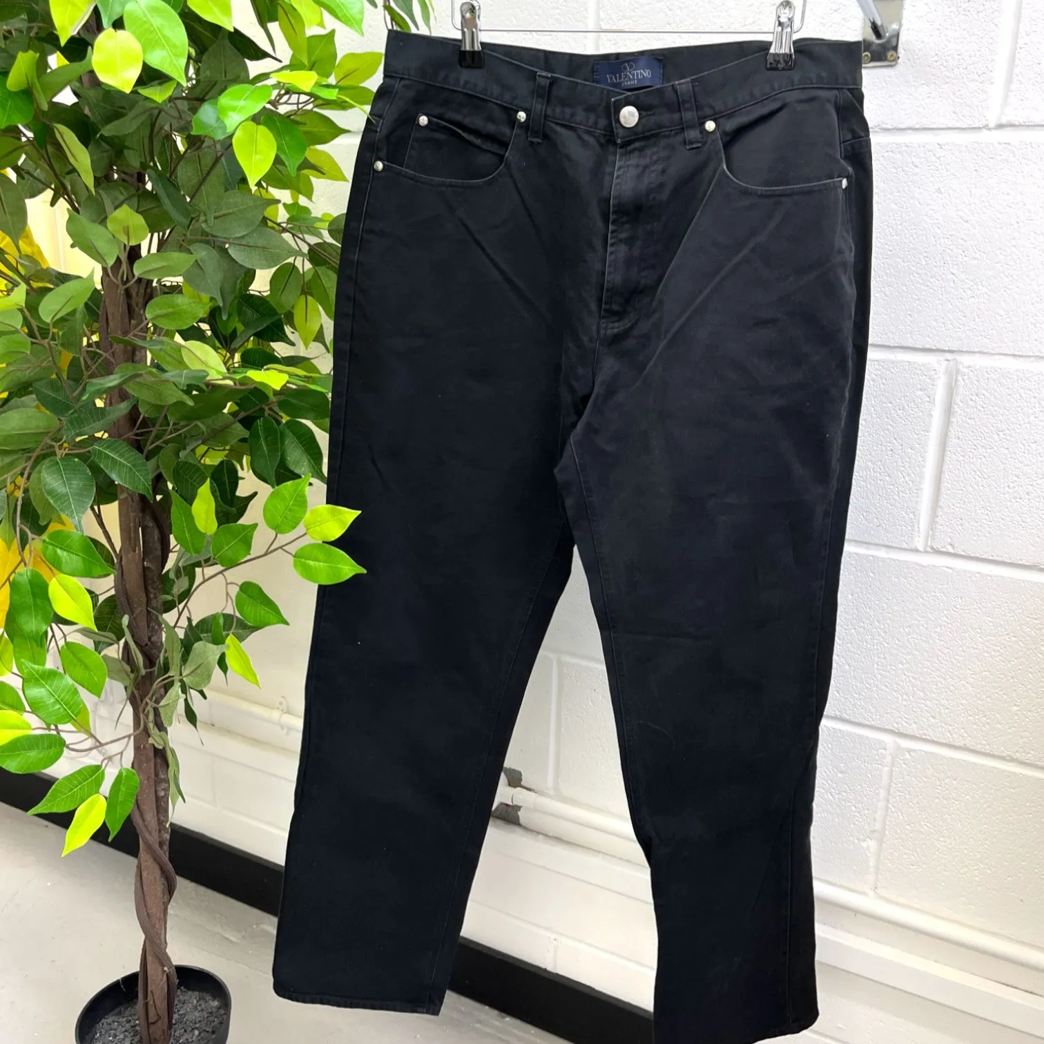 Men's Patch Logo Jeans Black Size Waist 36"