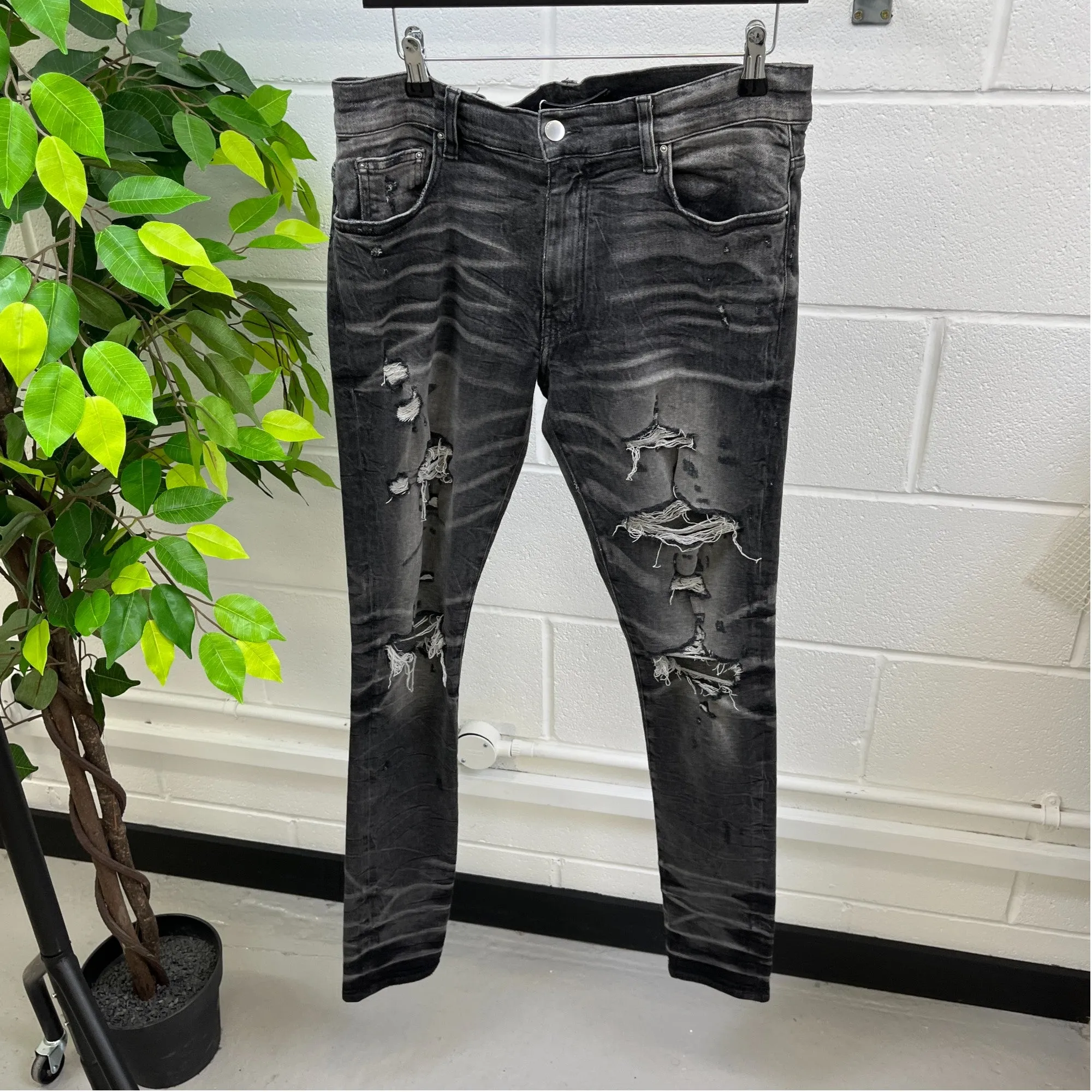 Men's Thrasher Distressed Jeans Black Size IT 48 / UK 32