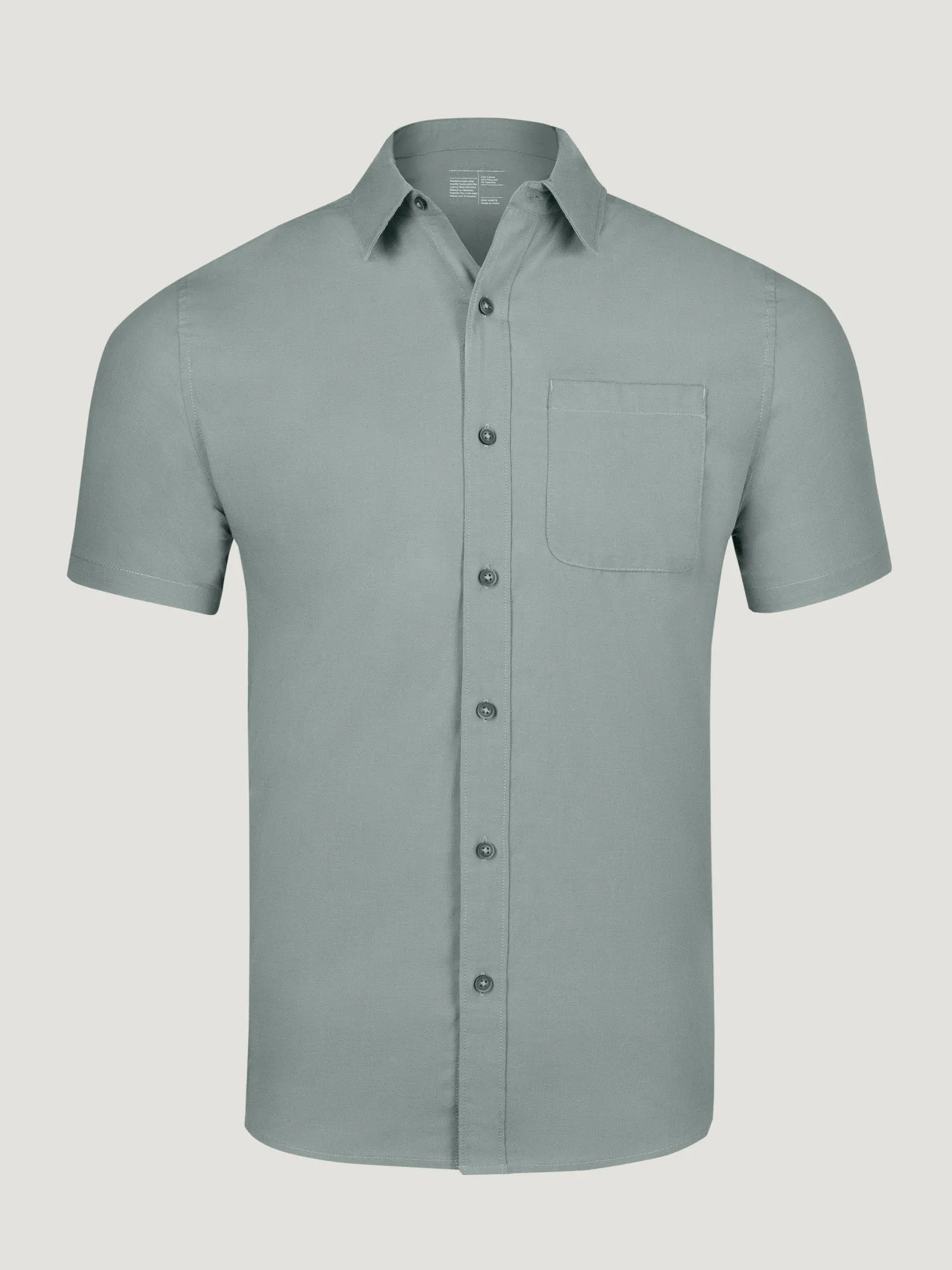 Mercury Green Short Sleeve Stretch Button Up