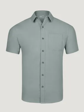 Mercury Green Short Sleeve Stretch Button Up