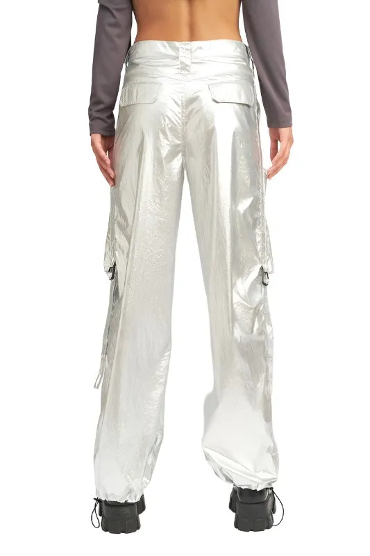 METALLIC CARGO PANTS