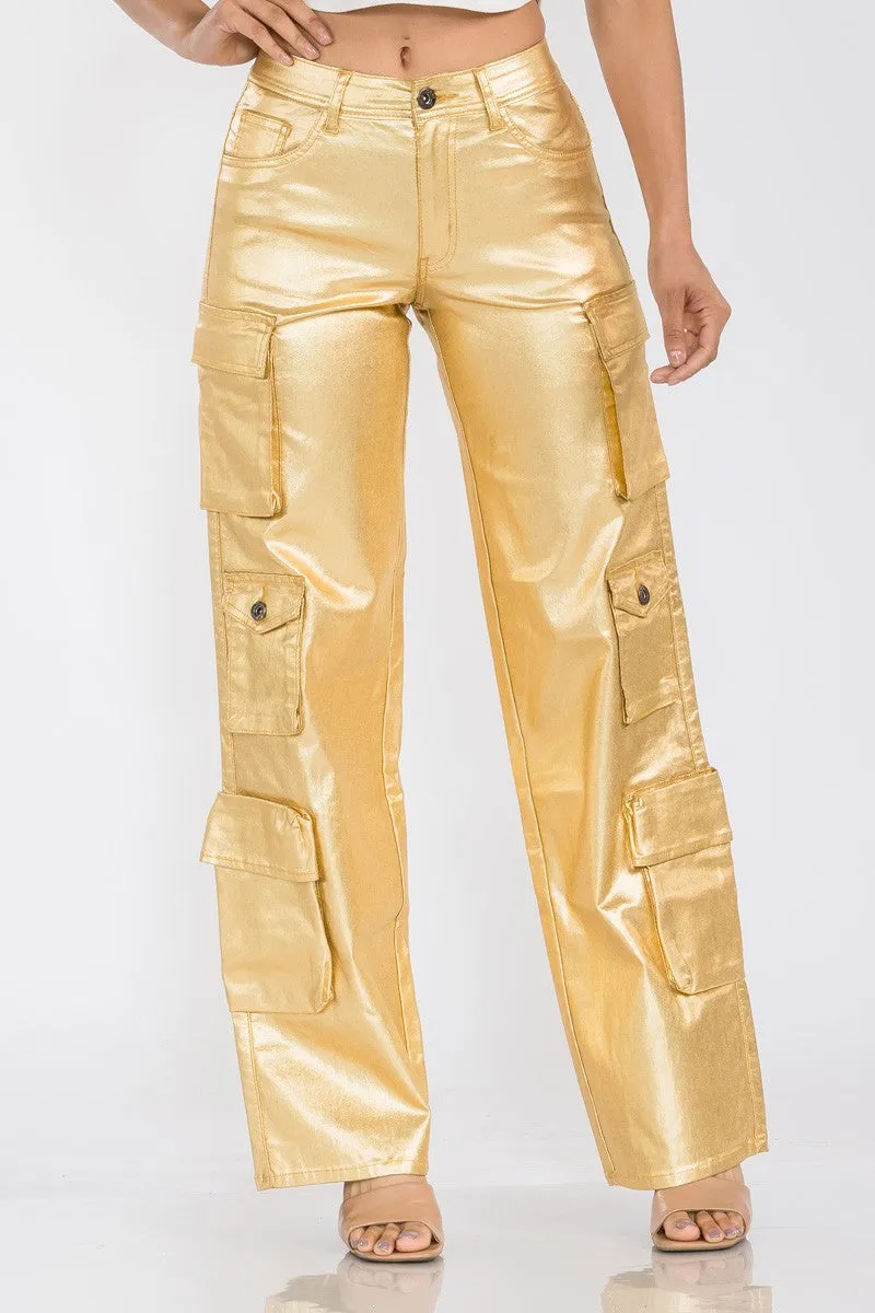 Metallic Gold Cargo Pant