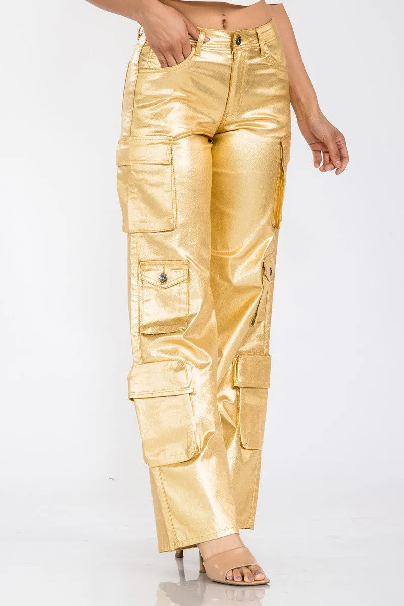 Metallic Gold Cargo Pant