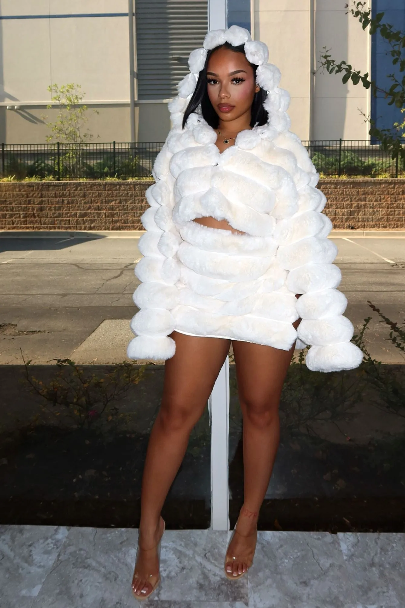 Michelin Faux Fur Coat & Skirt SET