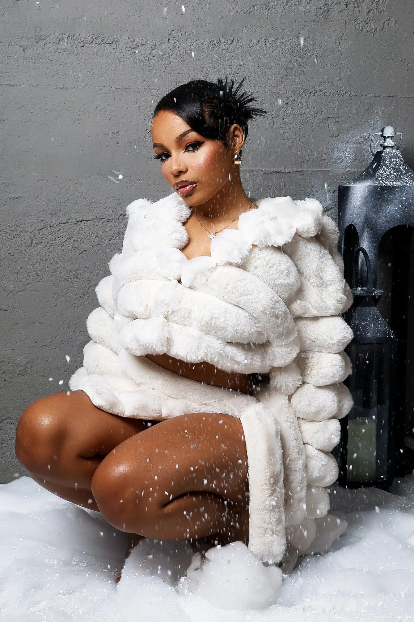 Michelin Faux Fur Coat & Skirt SET