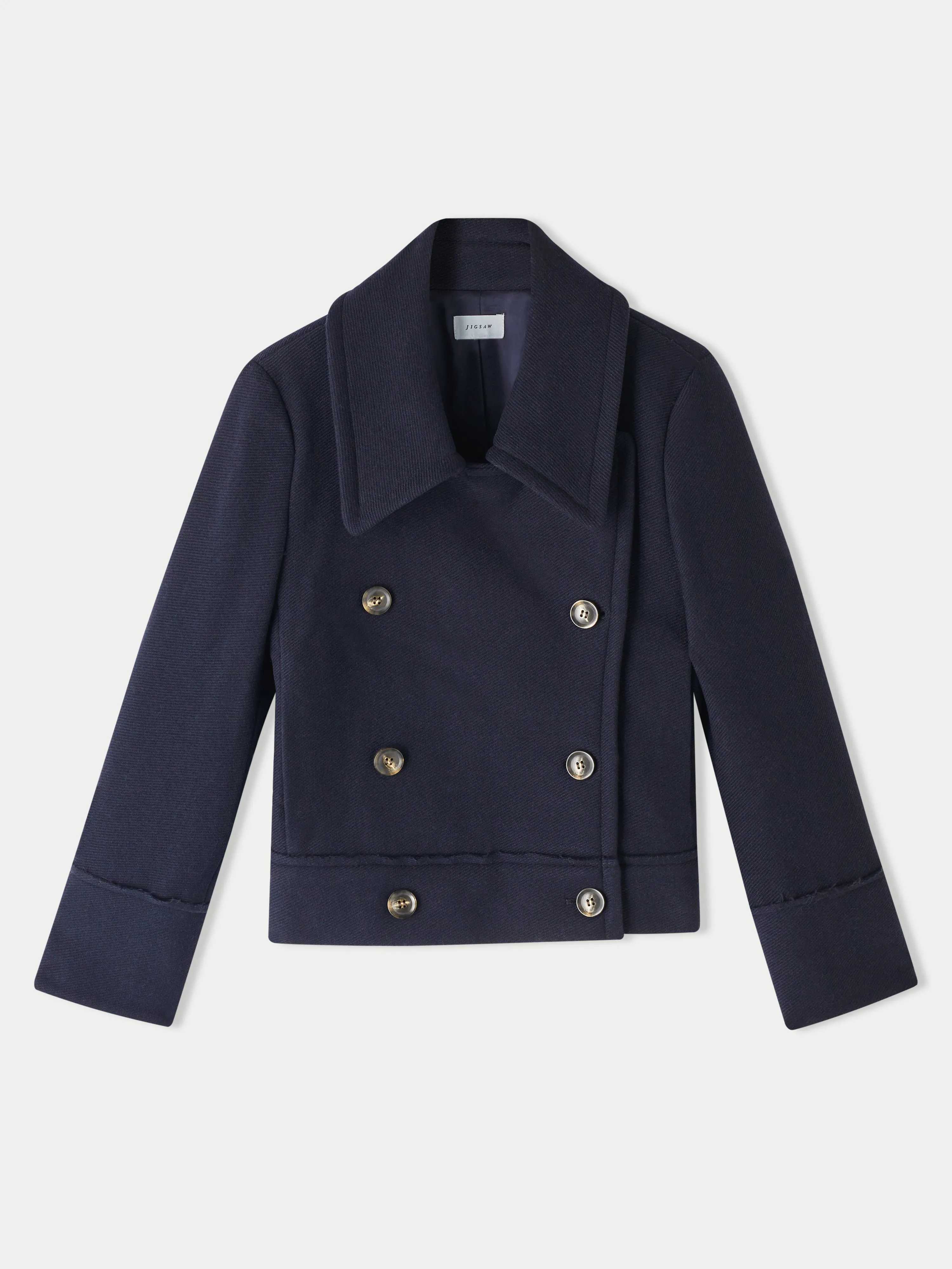 Modern Twill Pea Coat | Navy