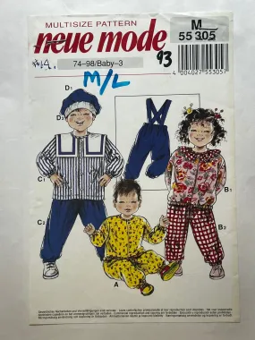 Neue Mode M55305 Sewing Pattern UNCUT Baby Pants, Blouse, Jumpsuit, Hat Sizes Baby-3