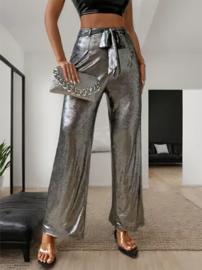 New y2k style metallic straight pants