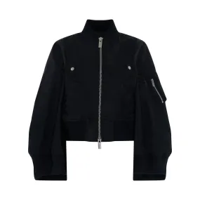 Nylon Twill Mix Jacket in Black