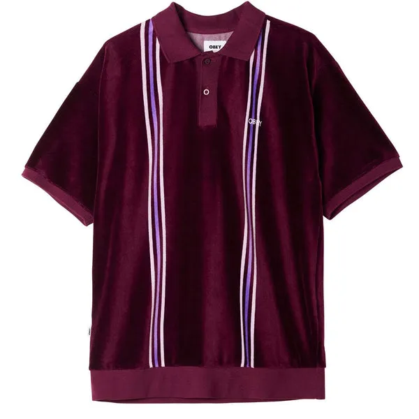 Obey Stefano Velour Polo - Beetroot