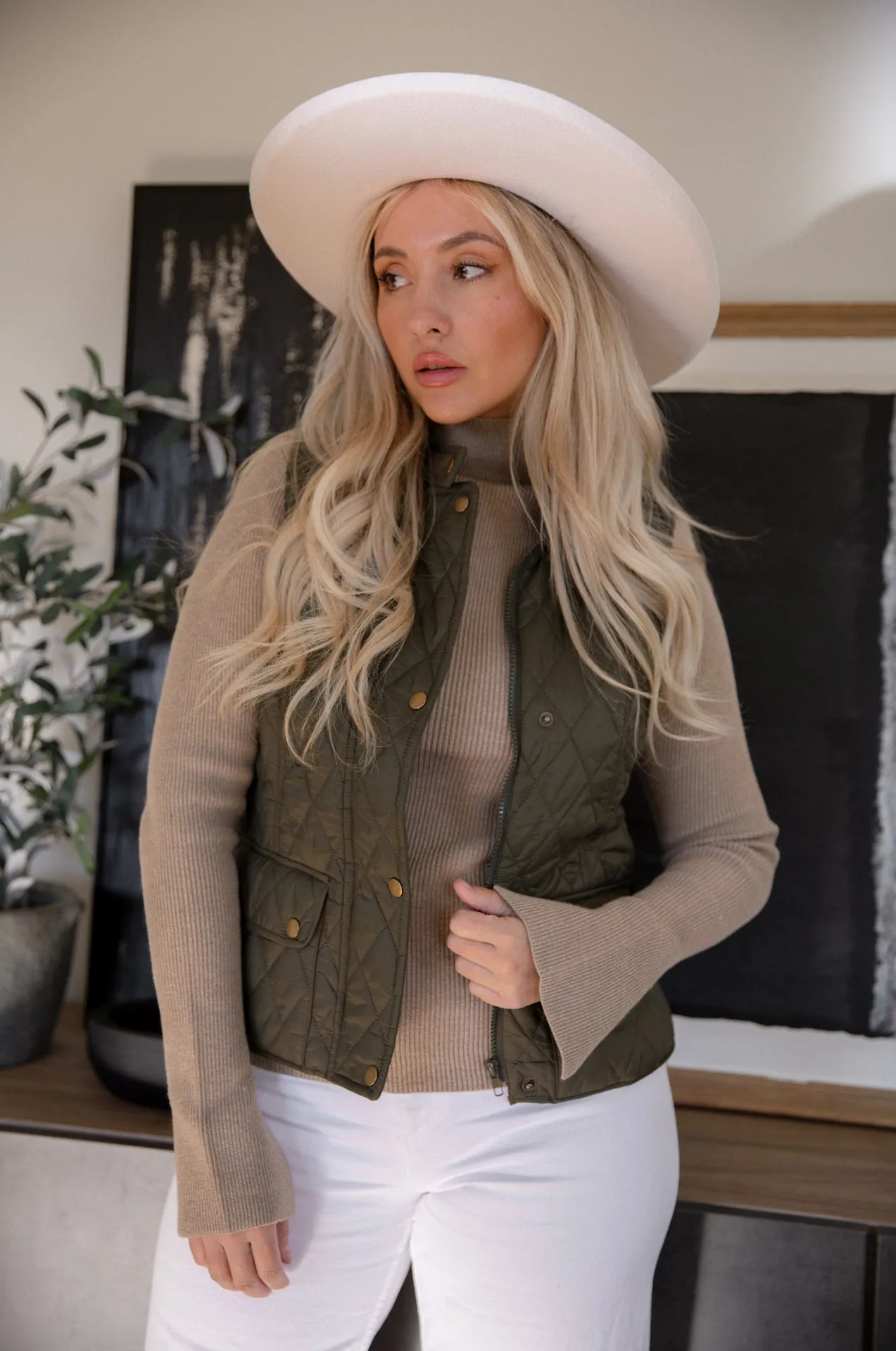 Olive Quilted Vest