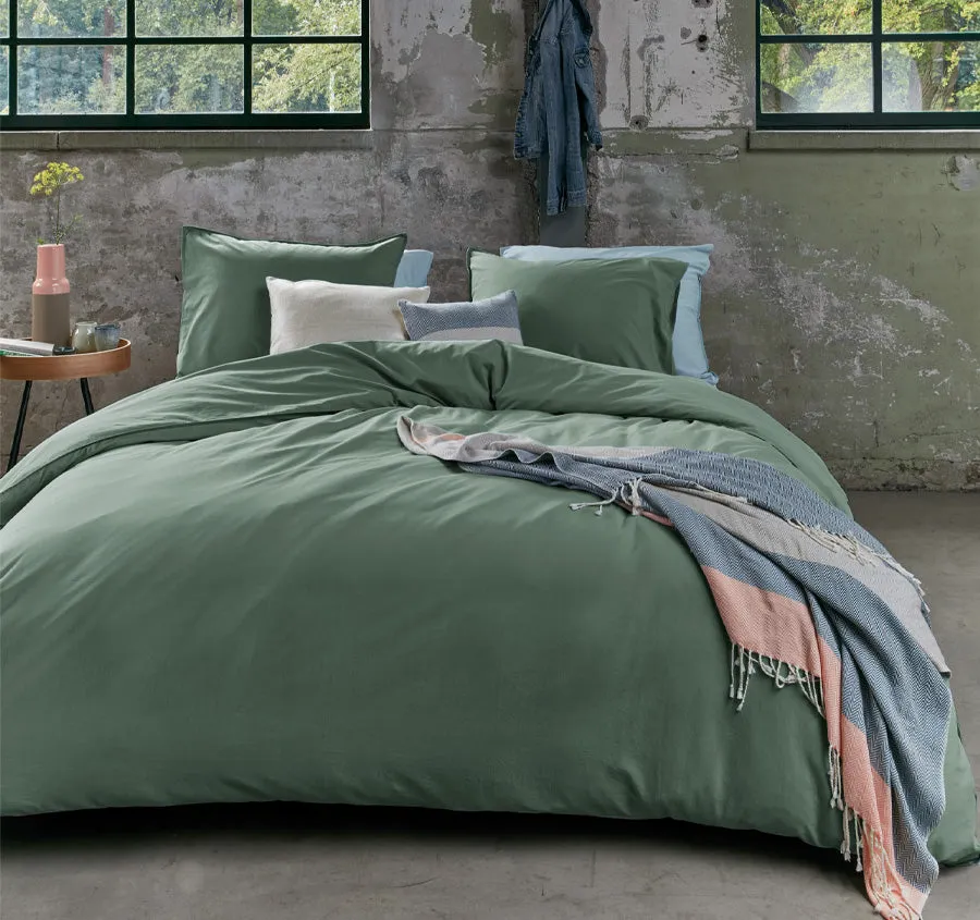 Organic Cotton Quilt Cover Set Range Green