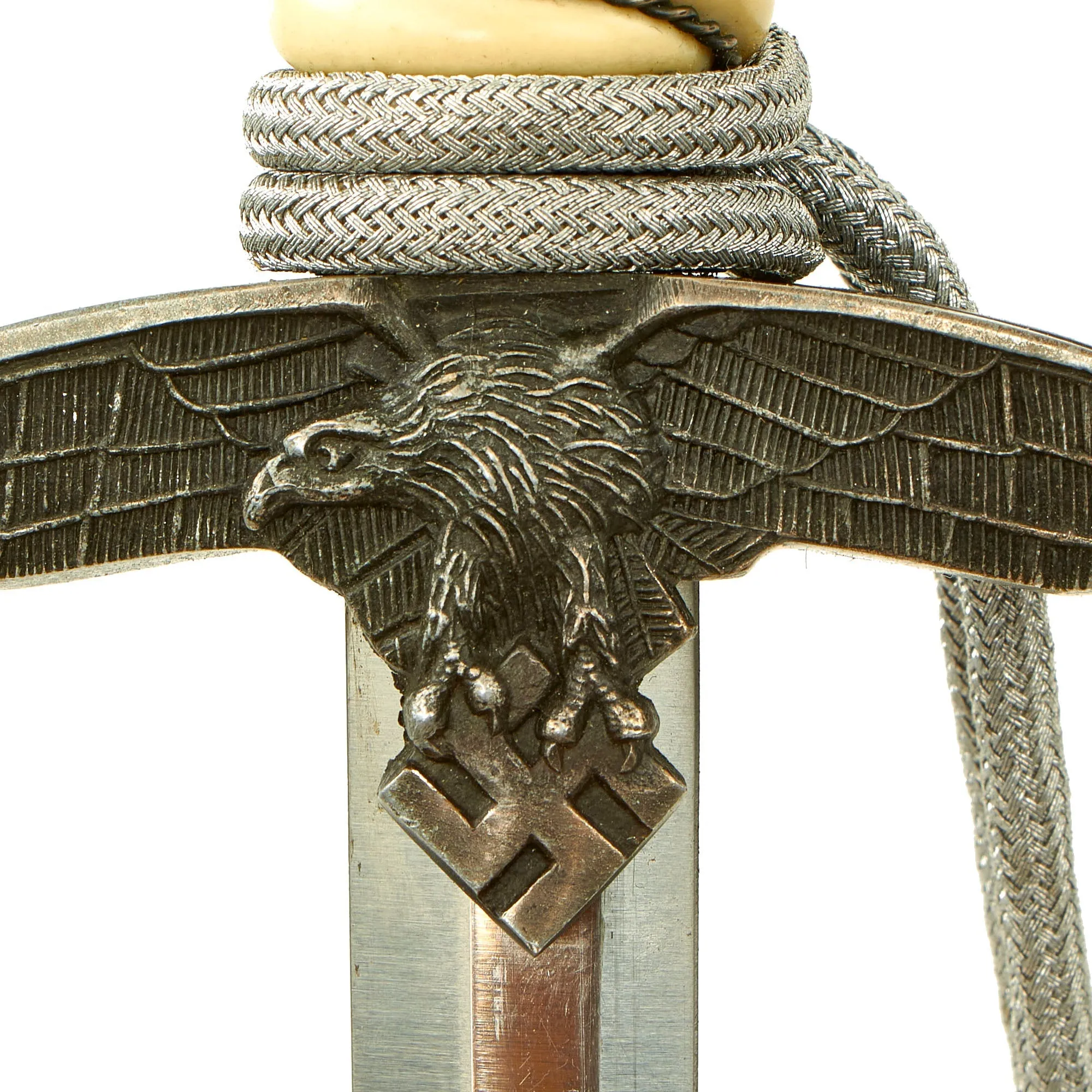 Original Excellent WWII German 2nd Model Luftwaffe Dagger by Rare Maker Anton Wingen Jr. with Scabbard, Hanger & Portepee