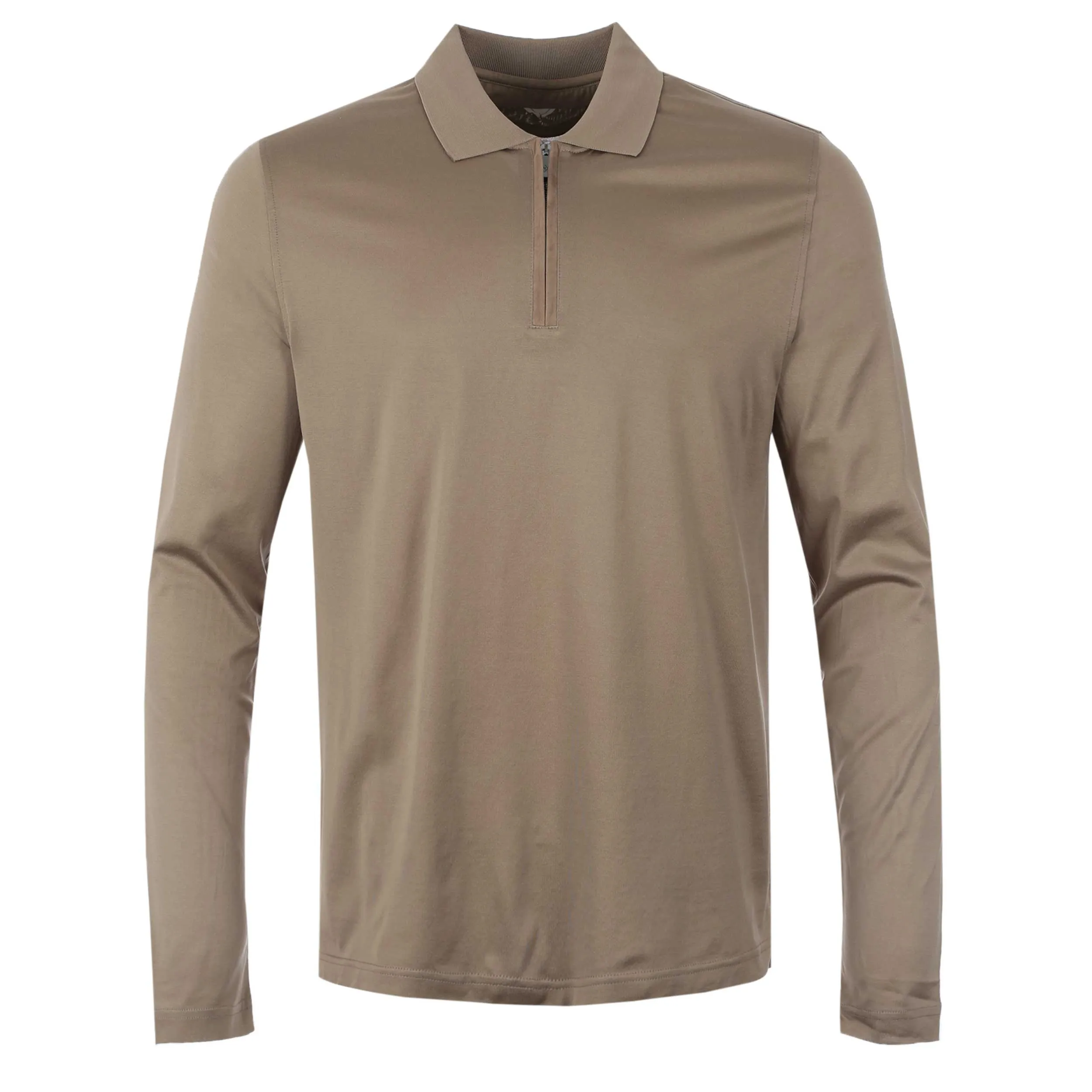 Pal Zileri Zip Detail LS Polo Shirt in Taupe