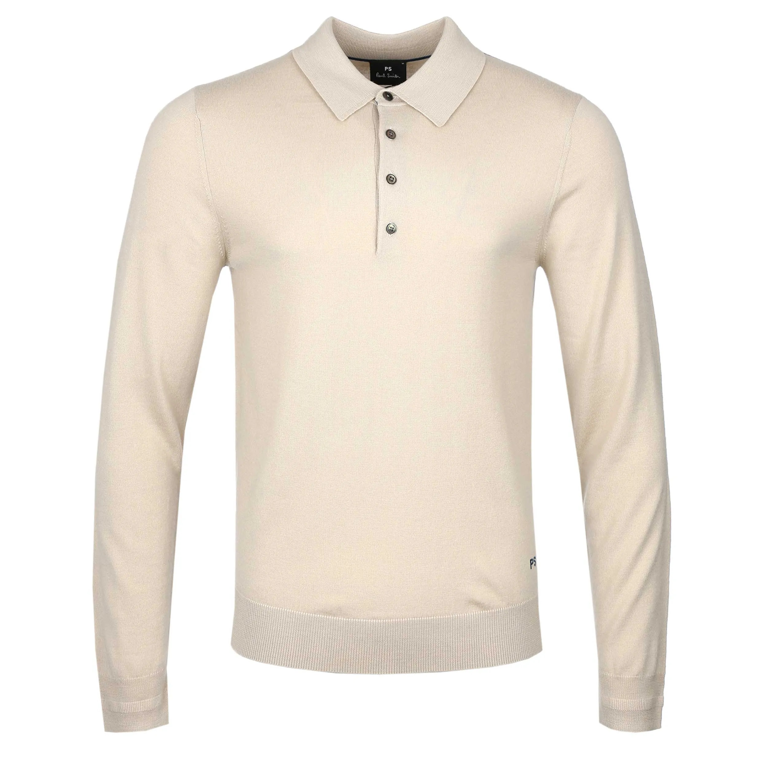 Paul Smith 4 Button LS Polo Knitwear in Beige