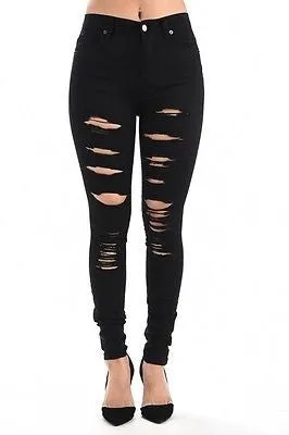 Plus High Waist Pants Ripped Destroyed Skinny Jeans Stretch Legging Camo Army