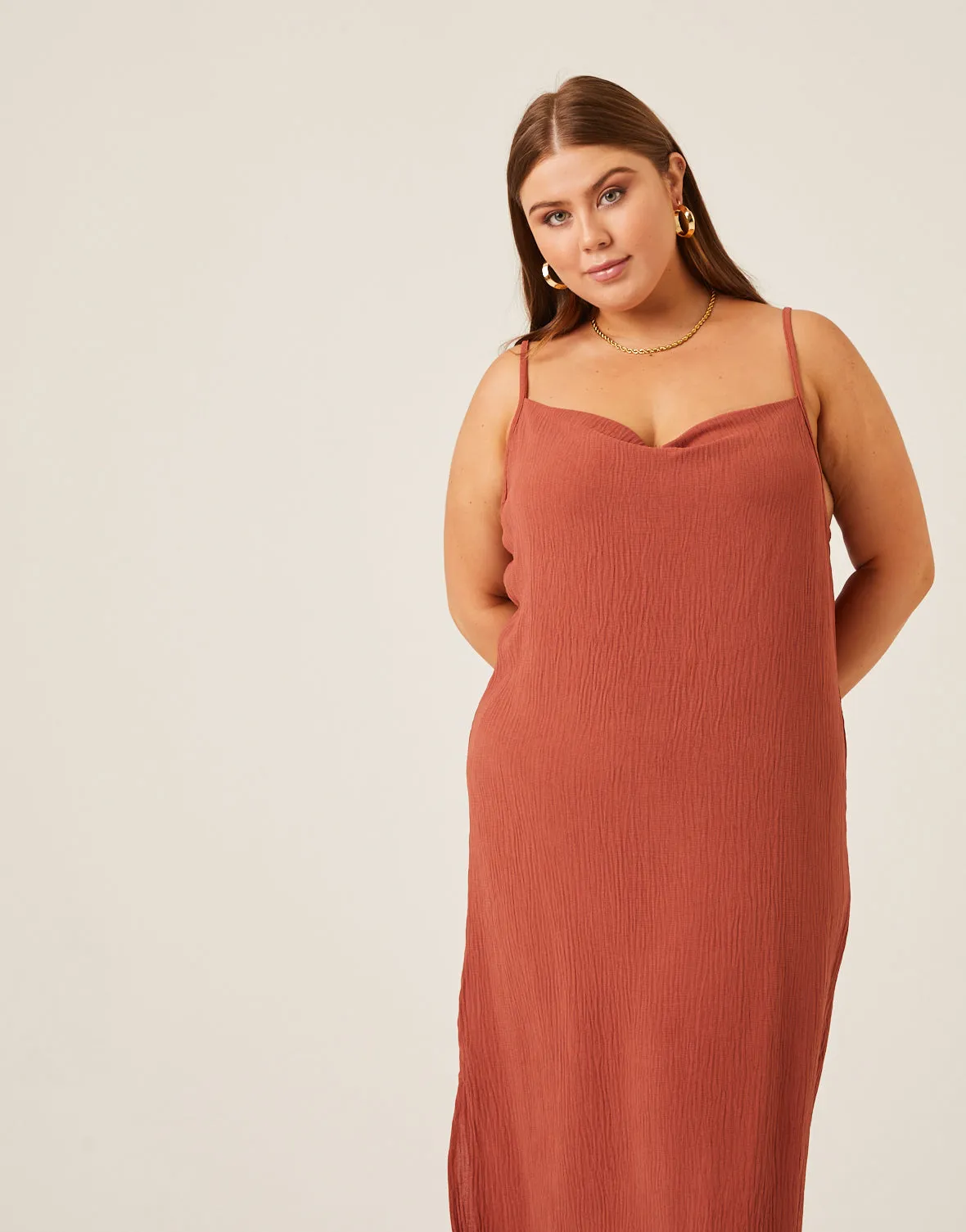 Plus Size Crinkle Woven Slip Dress