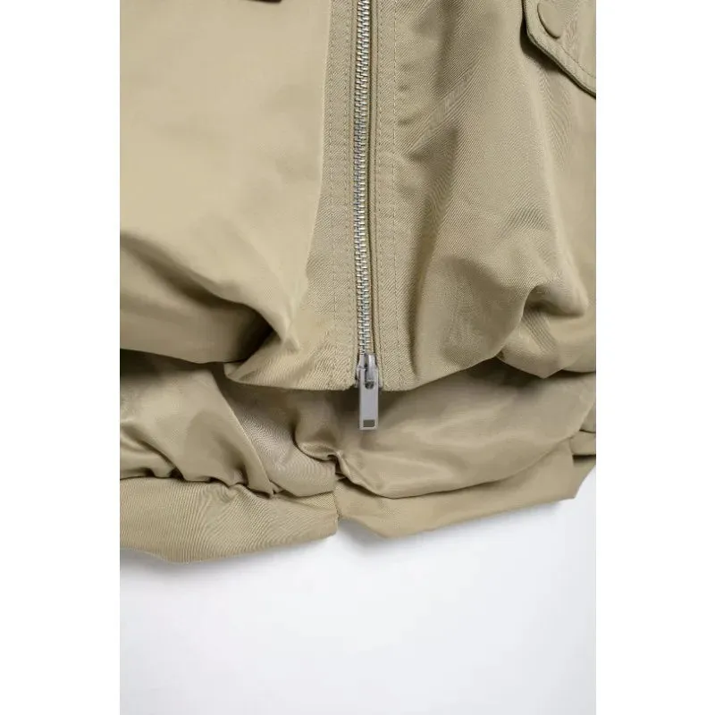 Pre Order:  Beige Zip Up Cargo Vest   Skirt Set