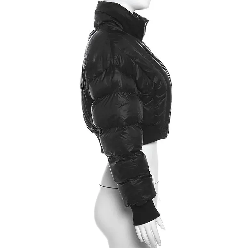 Pre Order:  Stand Collar Cropped Padded Jacket