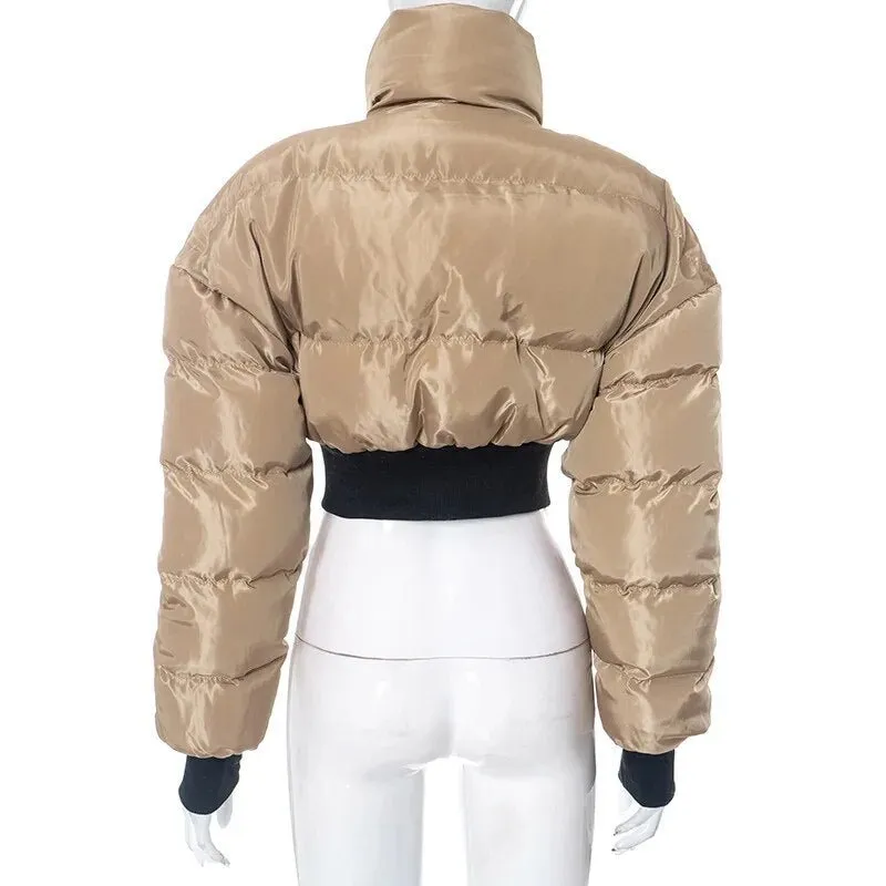 Pre Order:  Stand Collar Cropped Padded Jacket