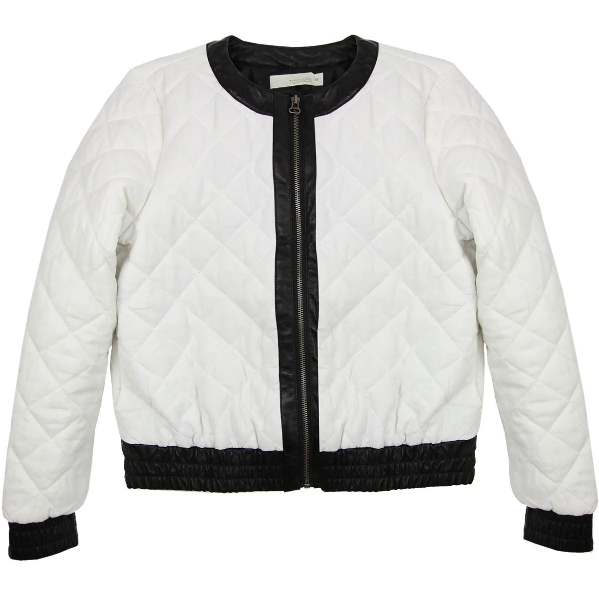 Quilted Bomber Jacket with Vegan Leather Trim