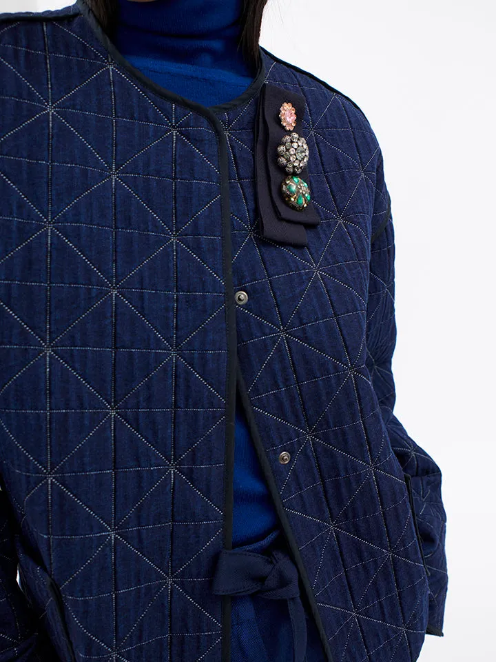 Quilted Denim Jacket - Indigo