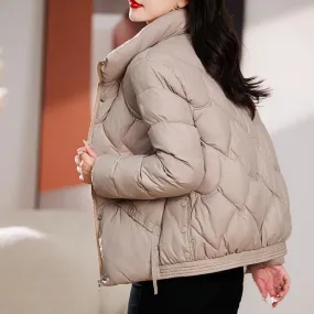 Quilted Diamond Cropped Puffer Jacket