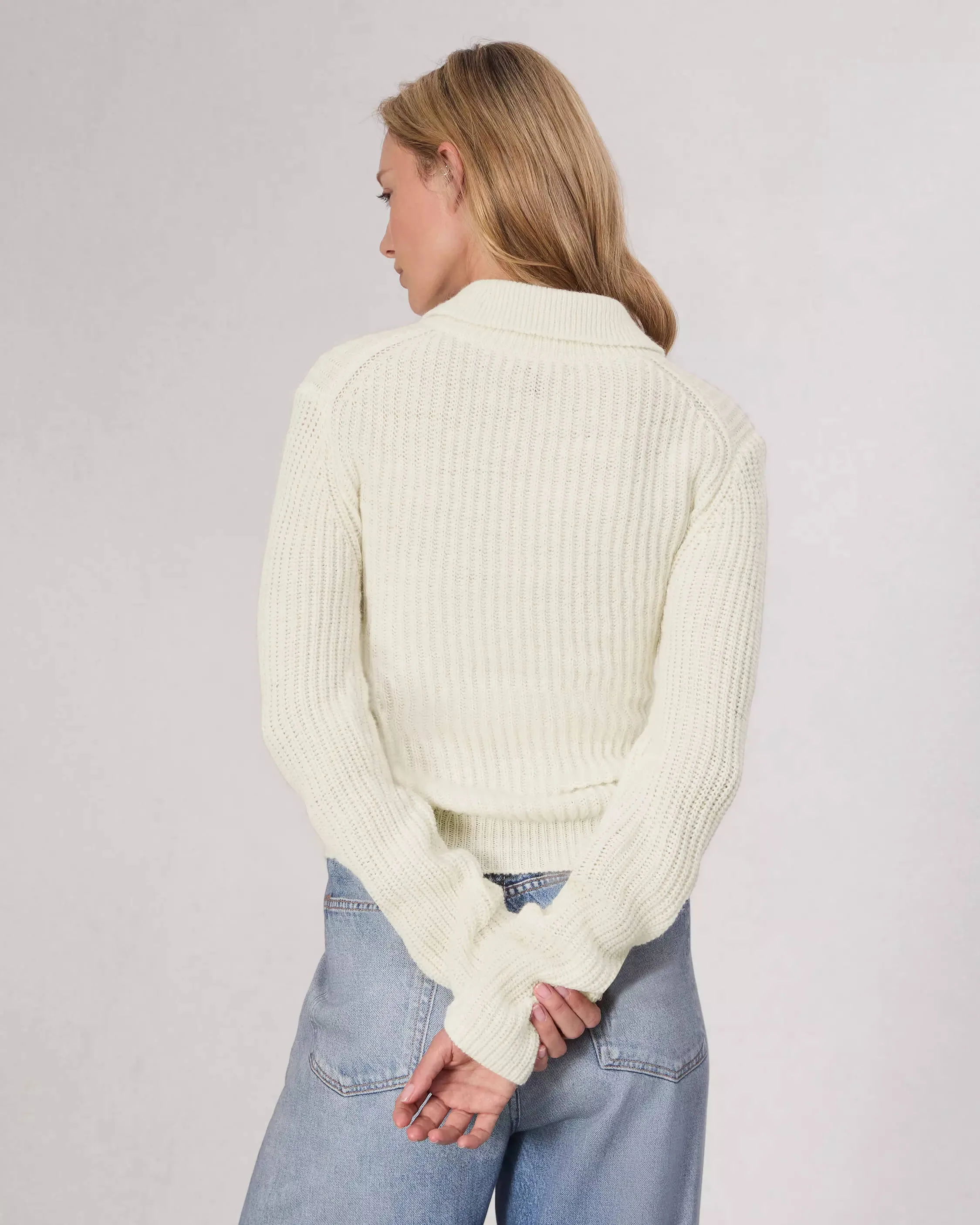 Rag & Bone Madix Polo Sweater in Ivory